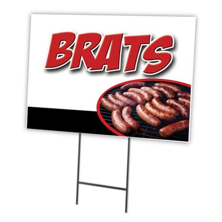 Signmission Brats Yard Sign & Stake outdoor plastic coroplast window, C-1216 Brats C-1216 Brats